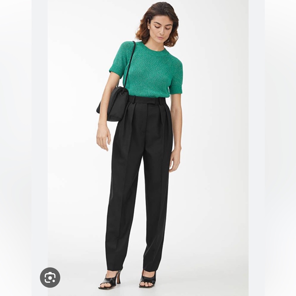 Arket High-Waist Pleated Black Trousers